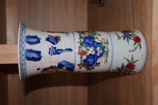 A Chinese Wucai beaker vase Height 25cm